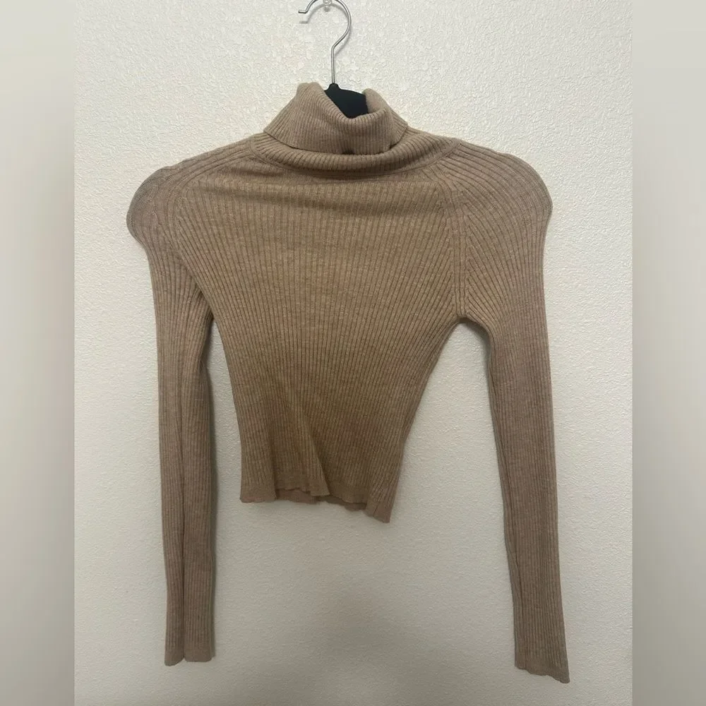 Love Tree Camel Ribbed Turtleneck Sweater